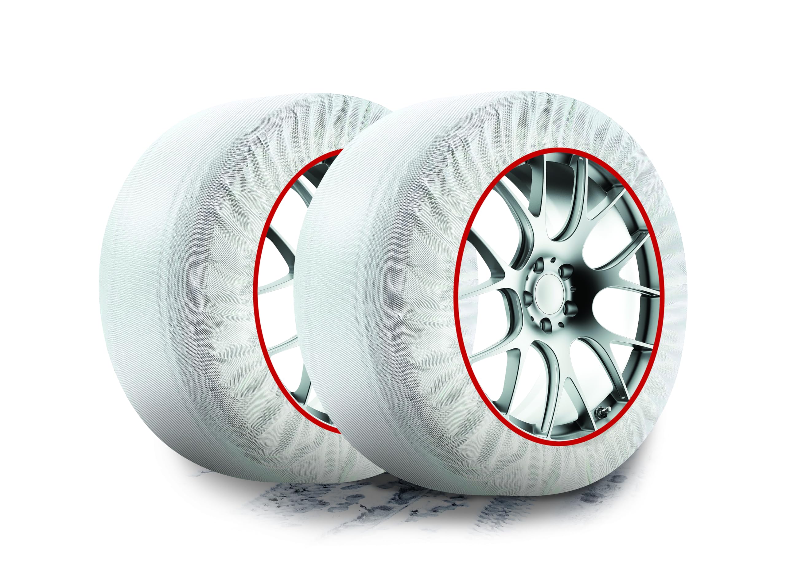 Bottari Calze da Neve Snow Socks Omologate Italia, Taglia L, Bianco, Catene da Neve Tessili per R14 - R20 (Misure per Pneumatici Dettagliate all'Interno)