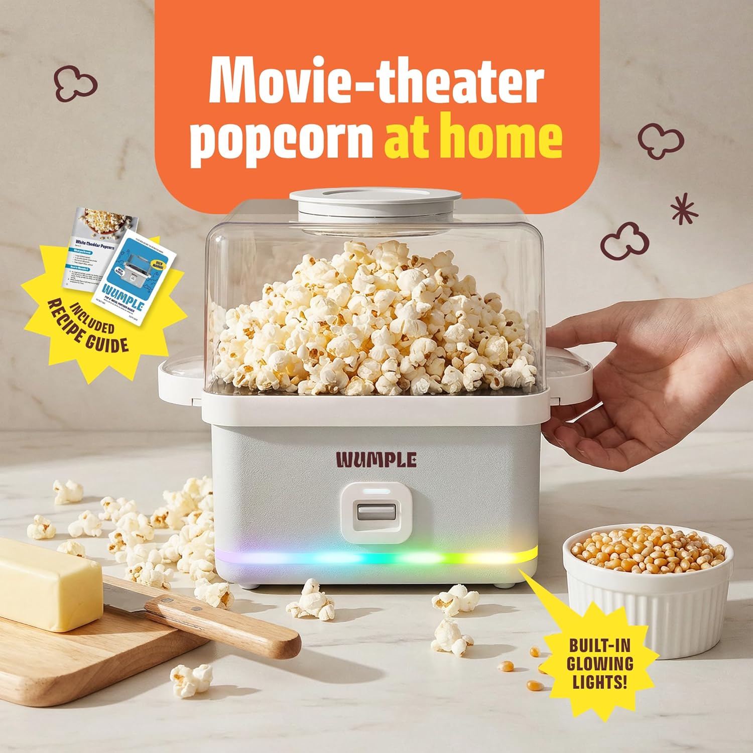 Popcorn Machine with Bowl - 12 Cup Electric Popcorn Maker for Home Movie Nights & Parties - Countertop Popcorn Popper - Gray