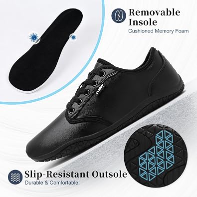 Geweo Unisex Barefoot Shoes Leather Minimalist Barefoot Trainers Size 37-48