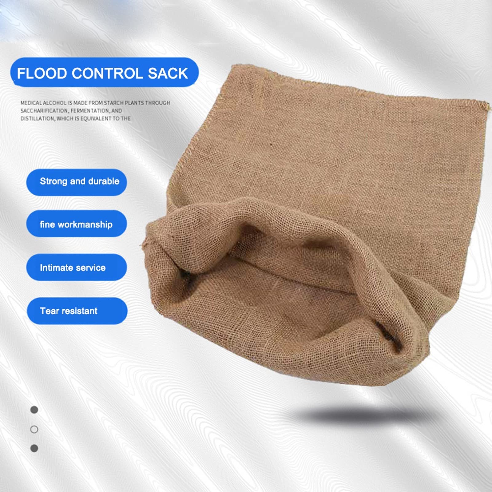 10pcs Control de inundaciones Sandbag de arena resistente a la inundación Hinchazón de agua Bolsa de jute Bolsas de saco de trabajo pesado 40 * 60cm Bolso de sandy saco Saco de control de inundación