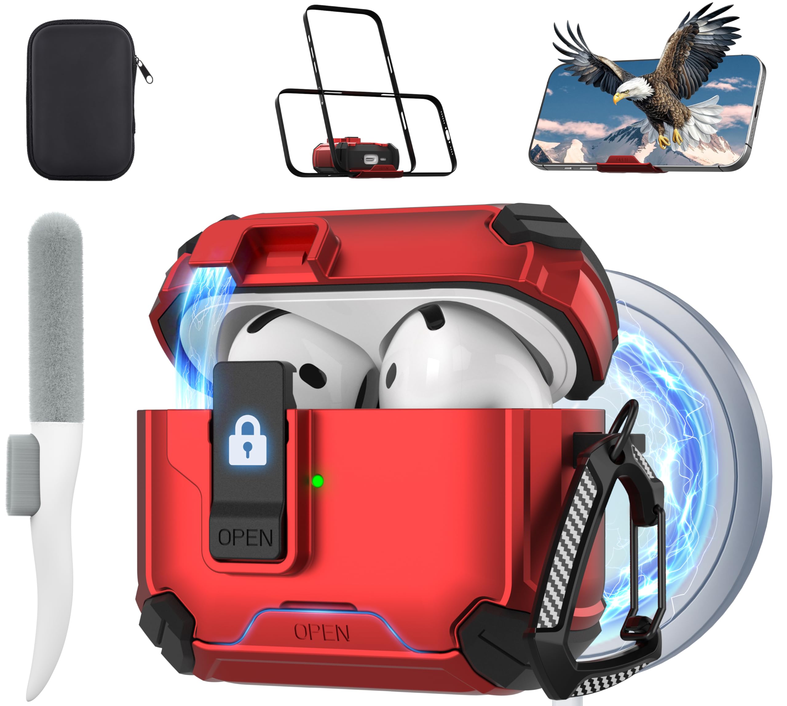 Maxjoy for AirPods 4 Protective Case 2024, AirPods 4th Generation Protective Case with Automatic Lock, Compatible with MagSafe, Compatible with Apple