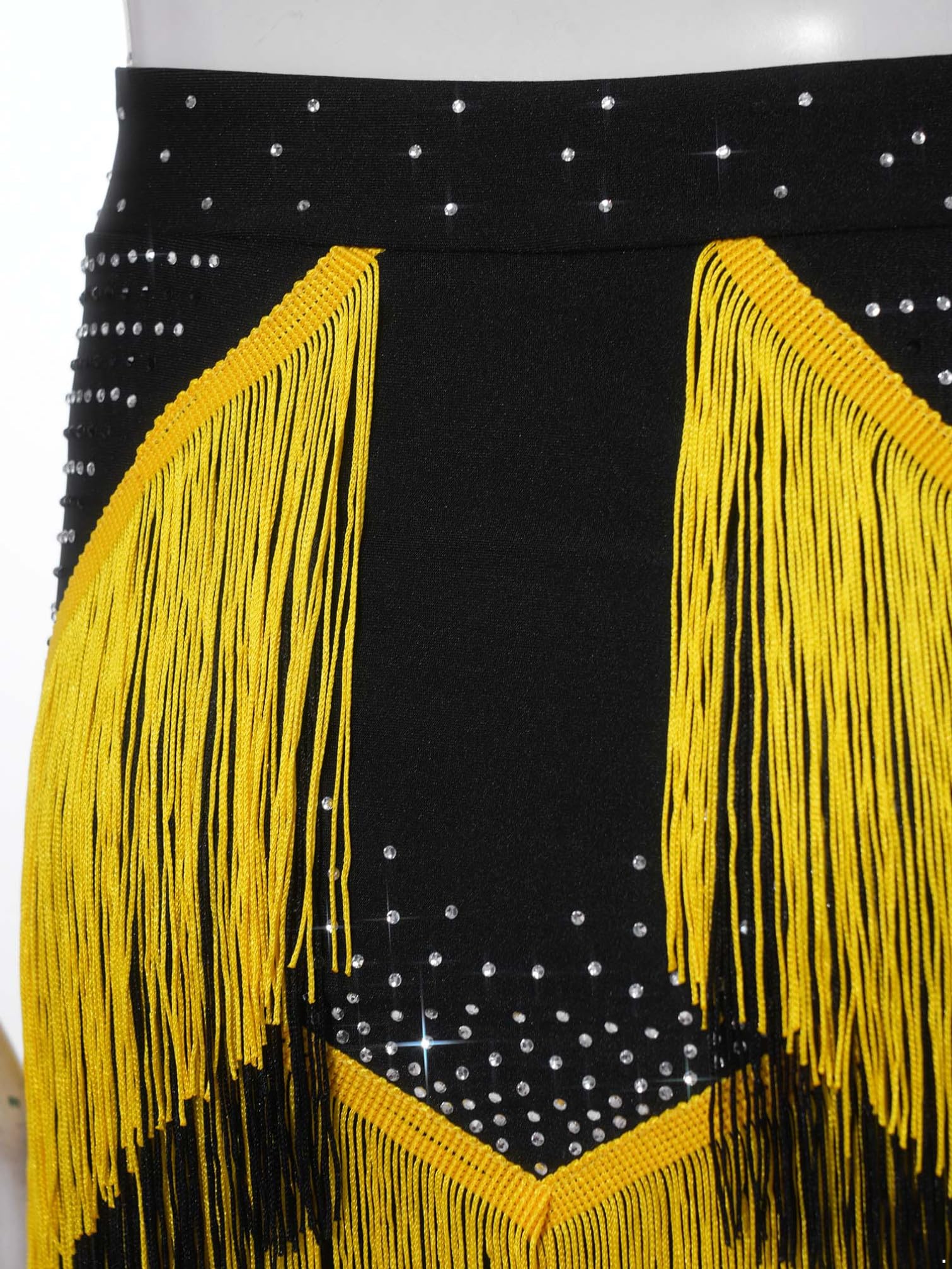 Vestido Danza Mujer Brillantes Traje Profesional de Baile Salón con Borlas | Ropa de Baile de Competición de Salón para Latín Jazz Swing Rumba Chacha‑chá Espectáculo En Escena Actuación S-XXL
