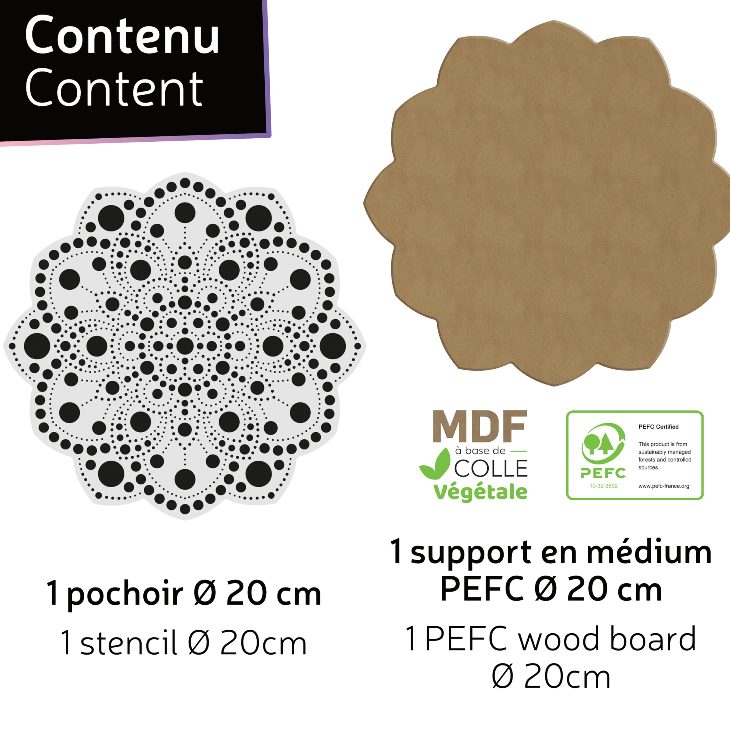 Kit Pochoir Mandala Aladine 20cm - Dot Painting Sur Bois, Galets, Toiles