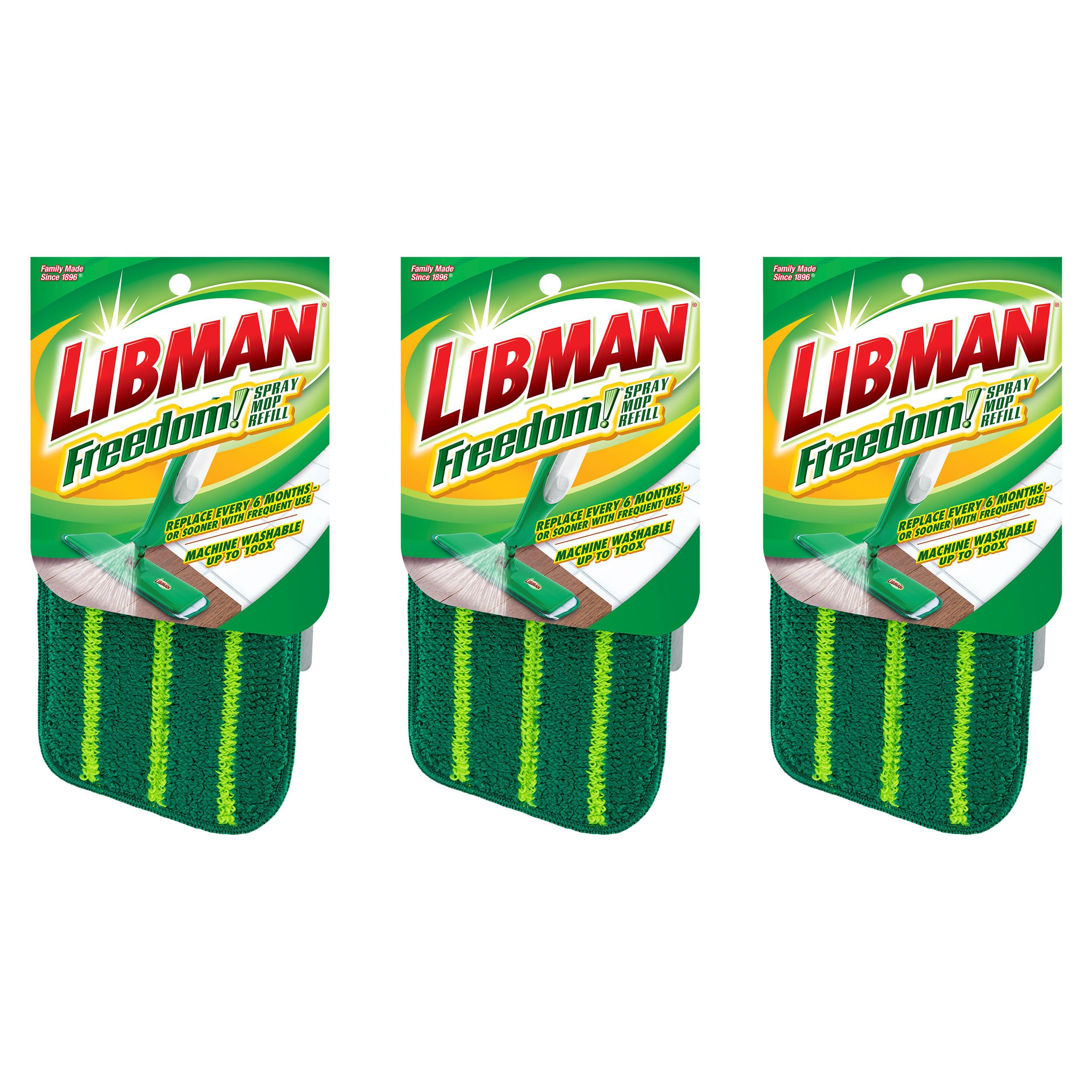 Libman Freedom Spray Mop Refill | Microfiber Mop | Household Essentials | Hardwood Floor Cleaner | Wall Mop | Cleaning Supplies | Floor Mop | Three Replacement Heads