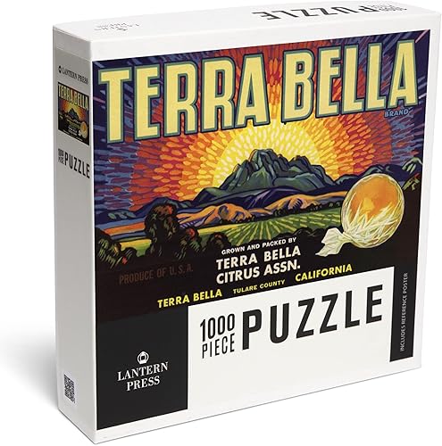 Terra Bella Brand, Terra Bella, California, Citrus Crate Label (1000 Piece Puzzle, Challenging Jigsaw Puzzle for Adults, Made in USA)