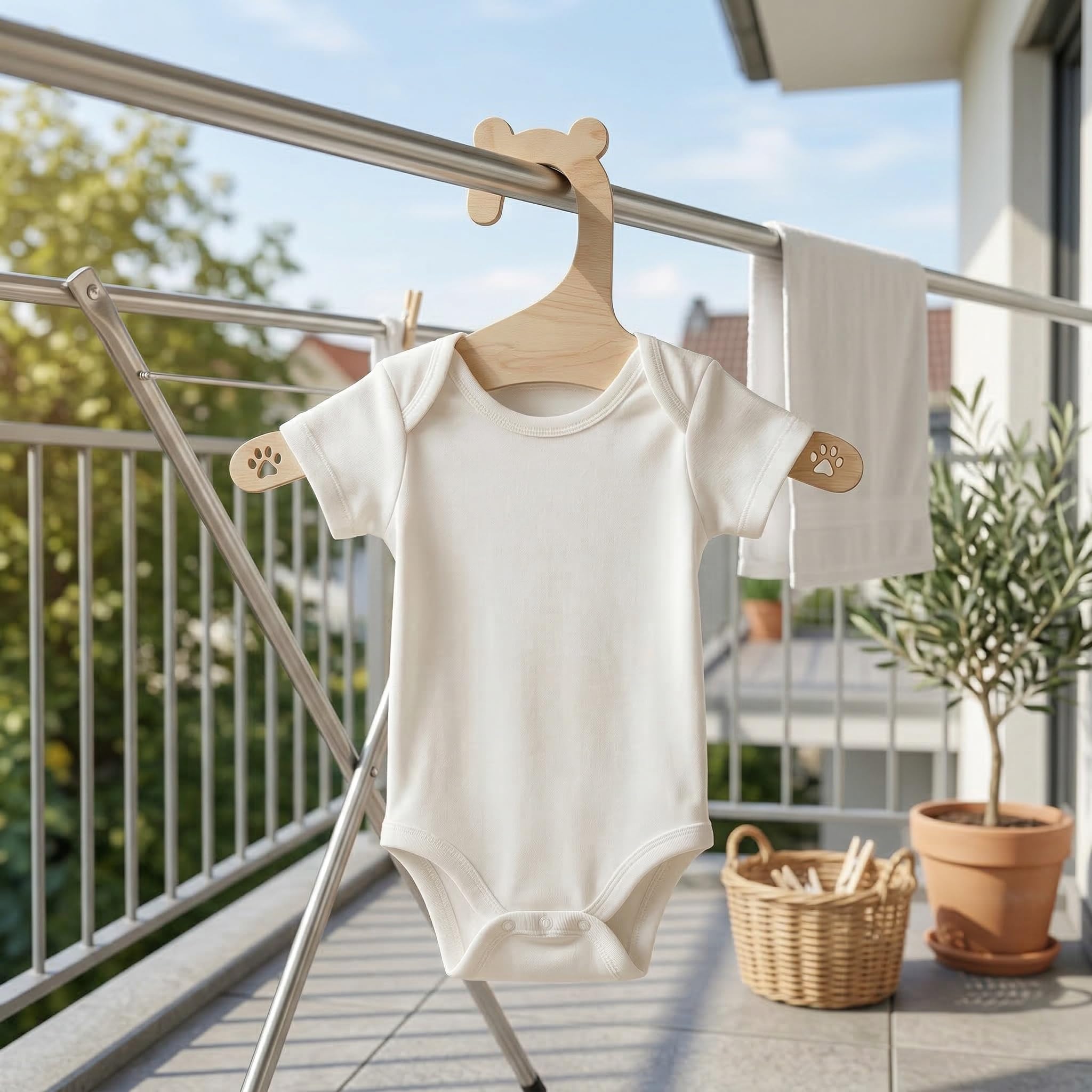 20 Perchas de Madera para Bebé - Perchas Infantiles Antideslizantes y Delgadas - Perchas de Madera para Ropa de Bebé Recién — view 4