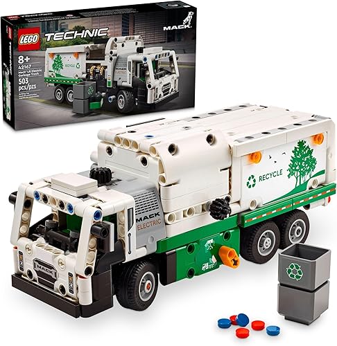 Miniatura 1 de LEGO Technic Mack LR Camión de basura eléctrico de juguete, camión para niños construible para juegos de simulación, gran regalo para niños, niñas y