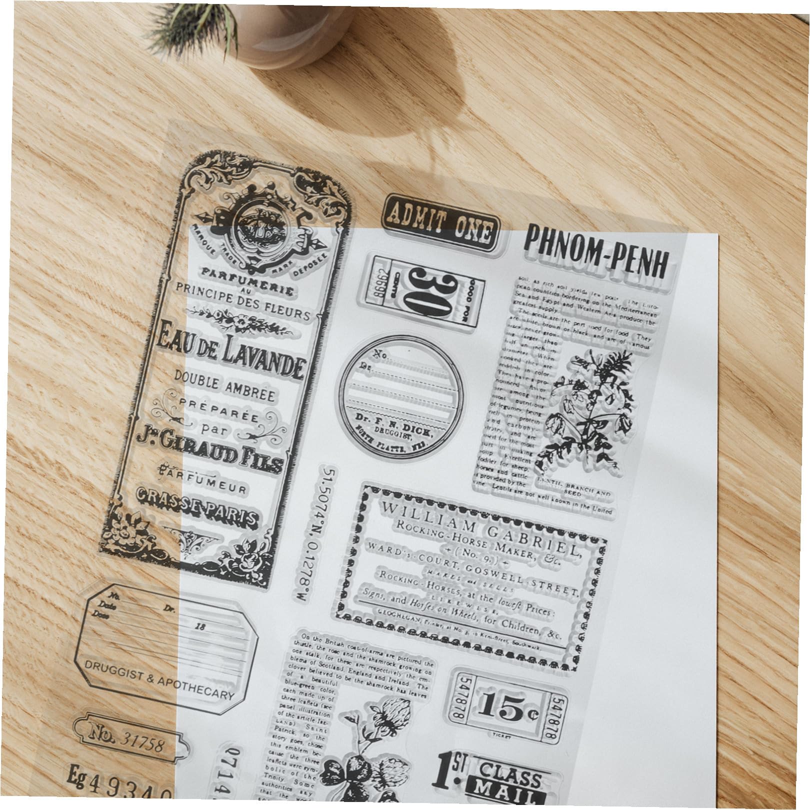 Operitacx 5 Set Scrapbooking d'Epoca Tamponi di Inchiostro Piattaforma di Stampaggio Francobolli di Prima Classe Timbro Adesivo Affrancatura Timbratura Timbro in Silicone Trasparente Black