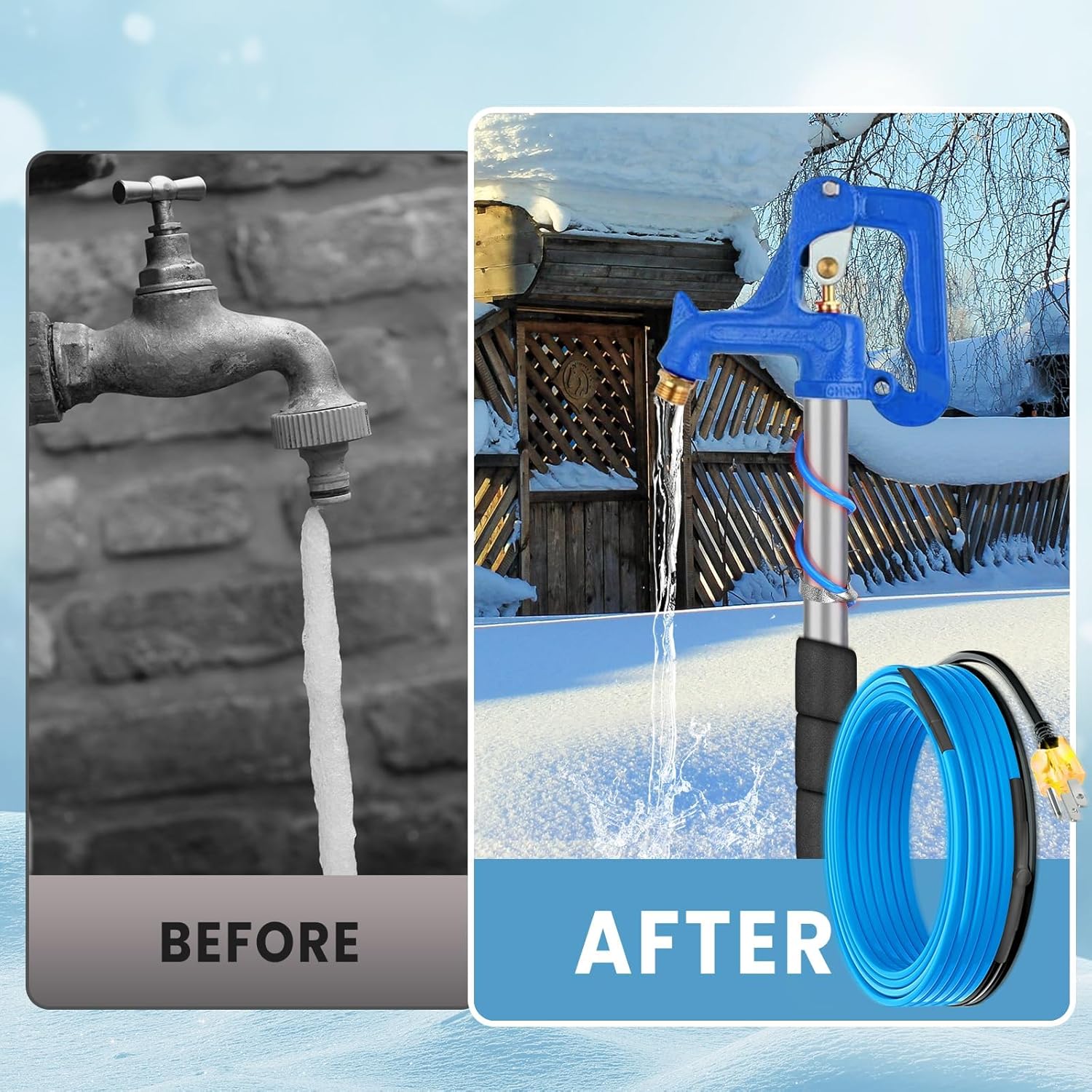 120V Heat Tape with Thermostat for Pipe Freeze Protection, 40 Feet Heat Trace for Water Pipes, 5 W/Ft, Electric Self-regulating Pipe Heating Tape for Metal And Plastic Pipes SnulyHeet