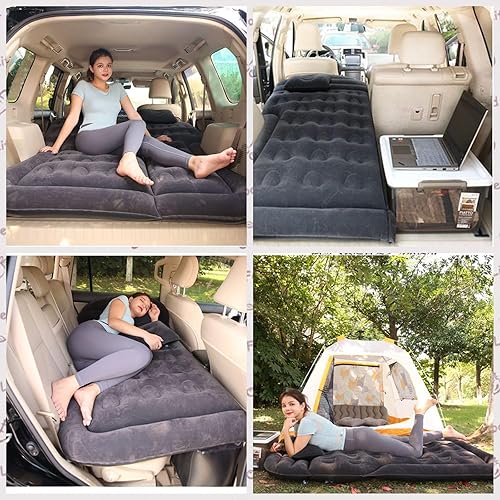 Miniatura 6 de Colchón de aire SUV, cama inflable engrosada con 2 almohadas y bomba de aire, cama portátil de viaje para automóvil, para SUV, MPV, minivan