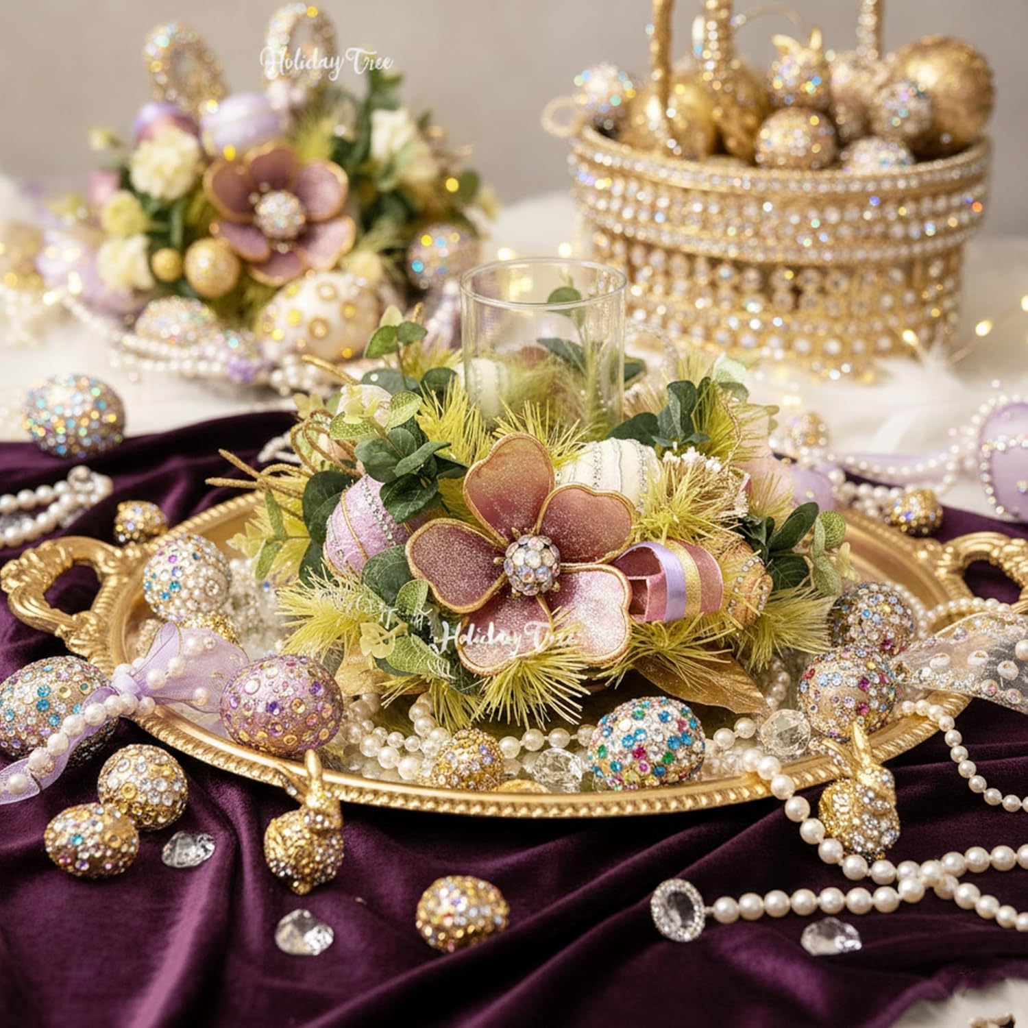 Easter Elegant Tabletop Hurricane Premium Easter Decorations- HOLIDAY TREE