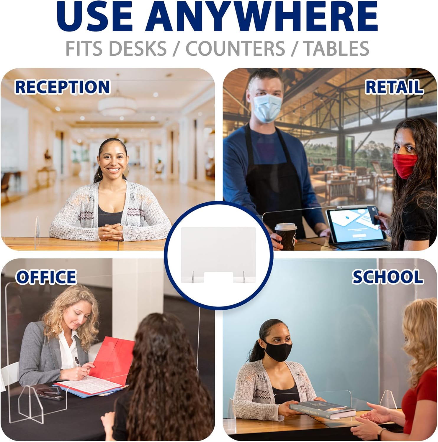 70% Off Discount SignHero Sneeze Guard | Large, Sturdy ¼” Acrylic Plexiglass Shield | USA-Made, Fast Shipping, 30 Second Setup | Plexiglass Barrier for Counter, Reception, School, Office (Multiple Sizes)