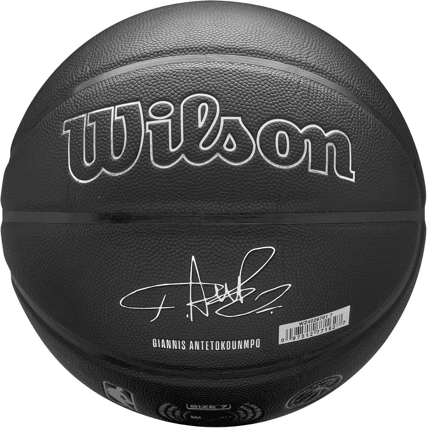 Wilson NBA Nightmode Basketball - Giannis, Black, 7