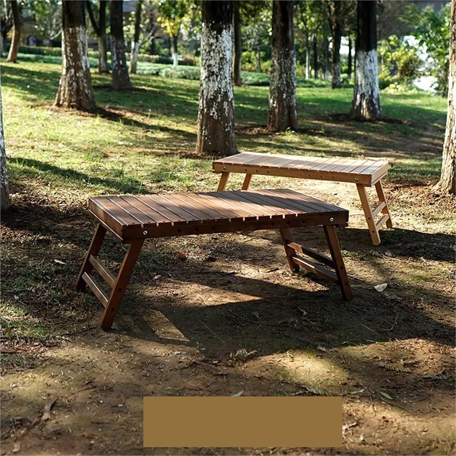 Compatible for Outdoor Solid Wood Folding Table Portable Small Camping Hiking BBQ Picnic Table(Walnut)