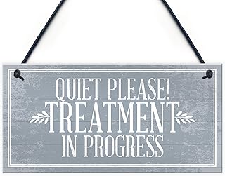 RED OCEAN Quiet Please TREATMENT IN PROGRESS Do Not Disturb Hanging Wall Door Salon Sign Plaque Gift