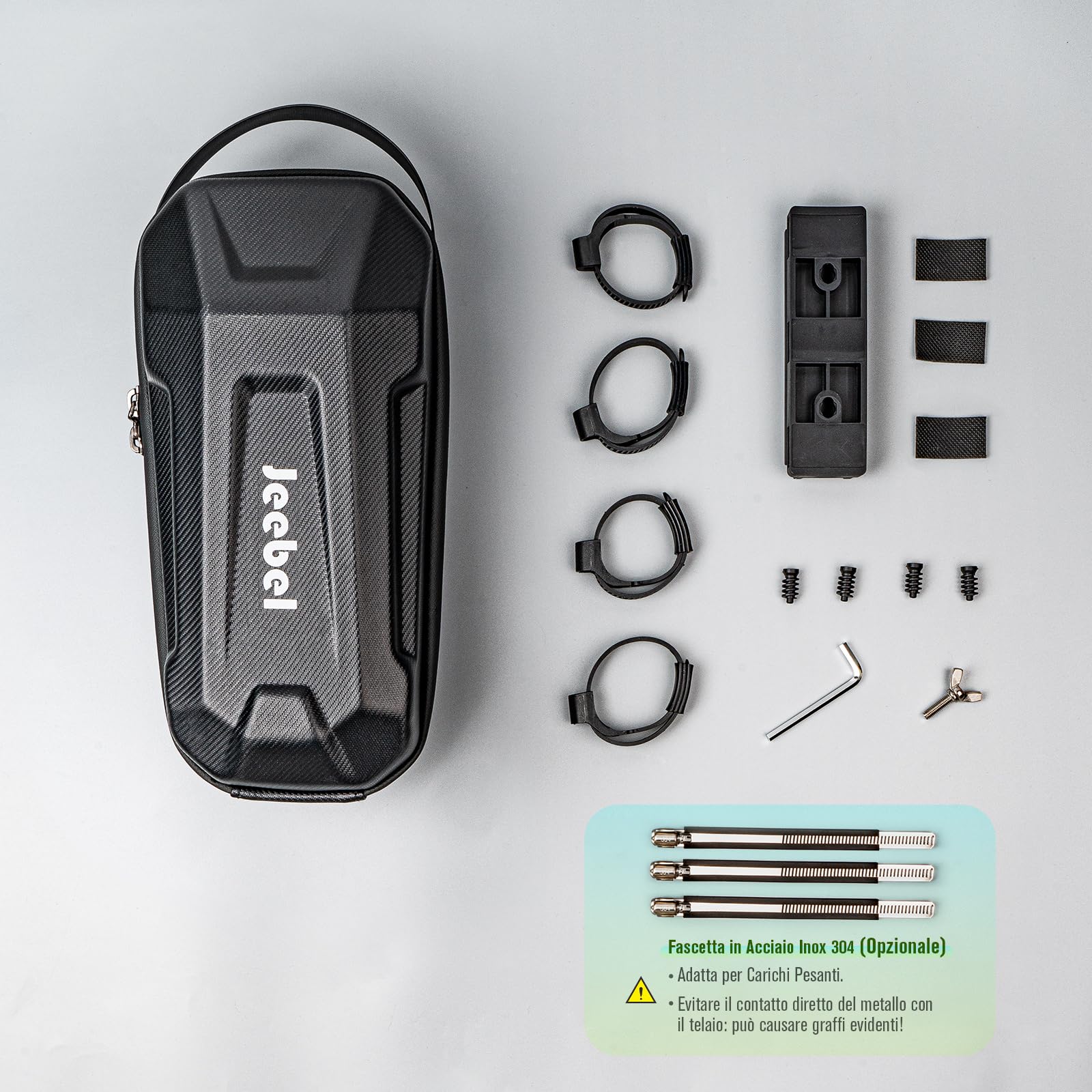 Jeebel Borsa di Monopattino 3/4/5L Borsa di Manubrio Impermeabile ad Alta Capacità con Supporto Fissaggio Rapido - Custodia Frontale Universale EVA per Scooter Elettrico Xiaomi Sedway Ninebot (2,8 L)