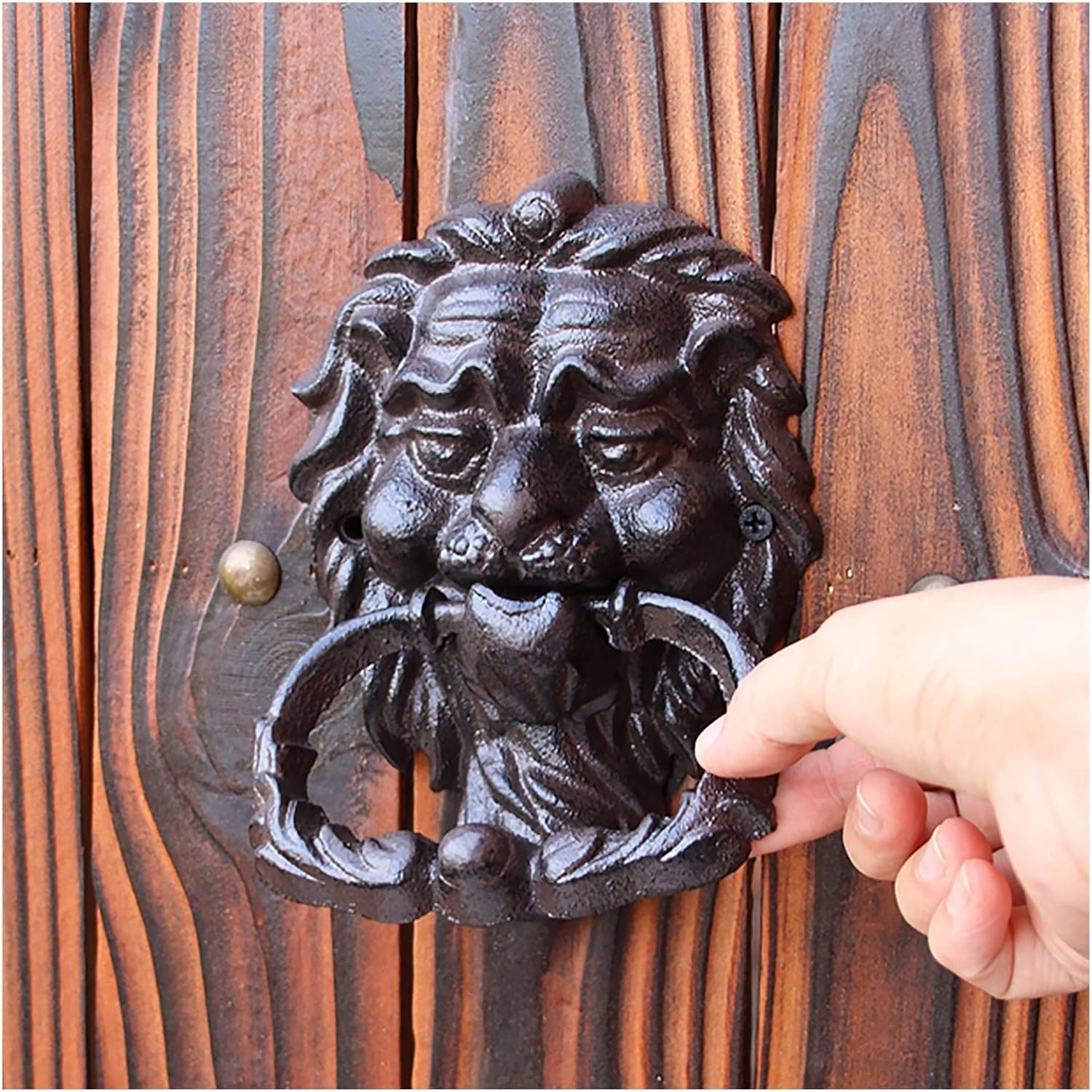 JYDQM Door Knocker Wall Decor for Front Door Decoration Authentic Vintage Lion Head Door Knocker, Cast Iron Personalized Front Door/Barn/Garden/Shed Door Pull Hand, Home Decor Gate Handle Accessories