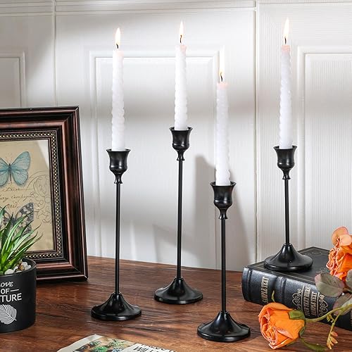 Miniatura 5 de Portavelas de metal, 9 portavelas cónico de metal, portavelas negros para candelabros, portavelas para decoraciones de Halloween