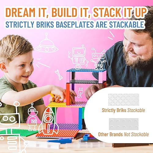 Miniatura 6 de Strictly Briks - Placa base de ladrillo apilable de 10 x 10 pulgadas 100 compatible con todas las principales marcas Placa base para torres de