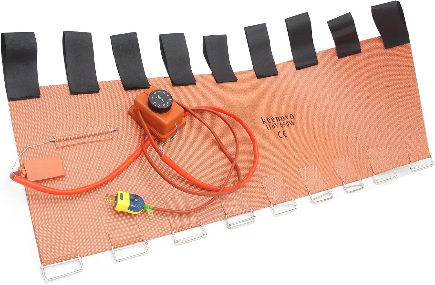 Keenovo Plant Extraction Column Heater Wrap 12"x34" 110V 650W Spool Pipe Cylinder Heater Silicone Heating Blanket Jacket w/Thermostat of 0-80C