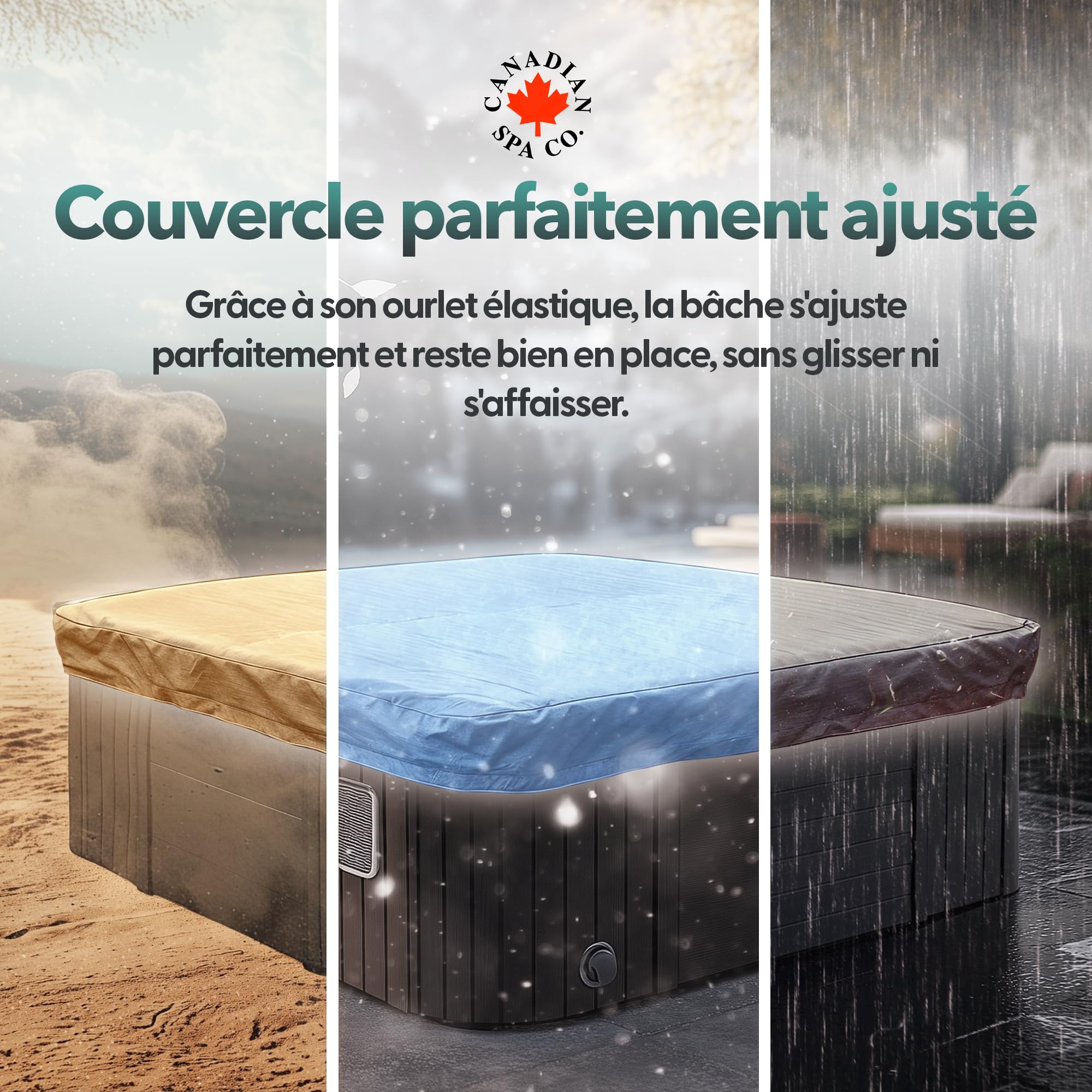 CANADIAN SPA CO. Cover Guard, bâche de Protection pour couvertures isolantes, 2,43 x 2,43 x 0,3 m, Couverture de Protection en polyéthylène tissé, Contre Les Rayons UV, Le Vent et Les intempéries