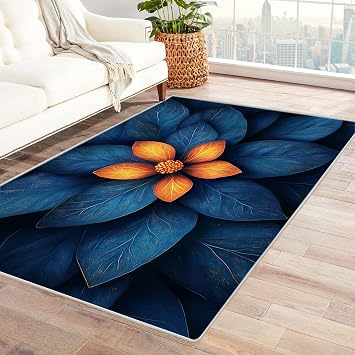 Area Rugs Washable Abstract Large Modern Abstract Living Room Rug Soft Anti-Skid - Indoor Floor for Bedroom Dining Farmhouse Nursery Home OfficeBlue 2-4x5ft