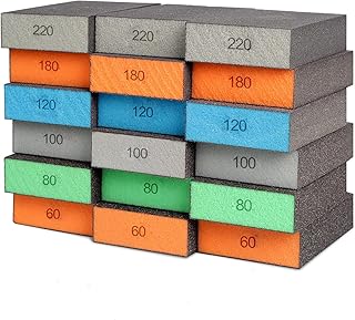 18 Pack Sanding Sponge, Washable and Reusable Sanding Block for Wood Drywall Metal Glasses Coarse/Medium/Fine/Superfine in 60/80/100/120/180/220 Grit Sandpaper Block Sand Paper Brick
