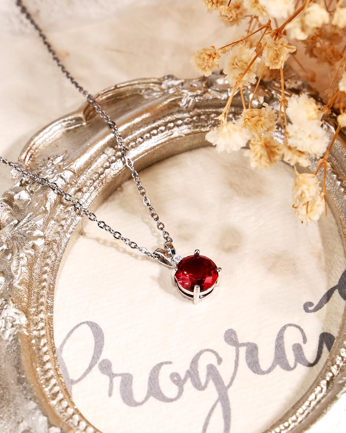 8mm Round Cubic Zirconia Sterling Silver Necklace Dainty Necklace Birthstone Jewelry Pendant Necklaces for Women - Image 5