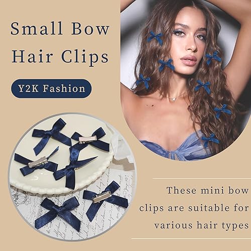 Vista 16 de 30 piezas de pinzas para el cabello con lazo de raso rosa, accesorios para el cabello con lazo de raso mini, lindos lazos para el cabello, barretas