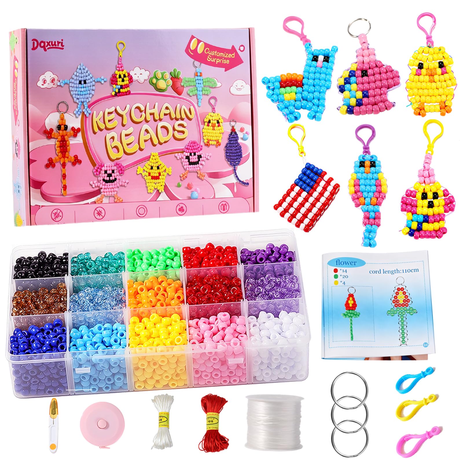 Photo 1 of 4500+PCS Pony Beads Kit Keychain Making Kits for Crafts,Beads Pets for Beginners,15 Colors Kandi Beads Bulk for Jewelry Making Friendship Bracelet,Animal Kit DIY Gifts with Attractive Packaging
