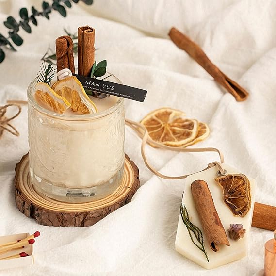 SimpleVibesXinPuwei DIY Lemon Cinnamon Pillar Wax Material Kit - Festive Handmade Activity Scented Wax Crafting Set (A)