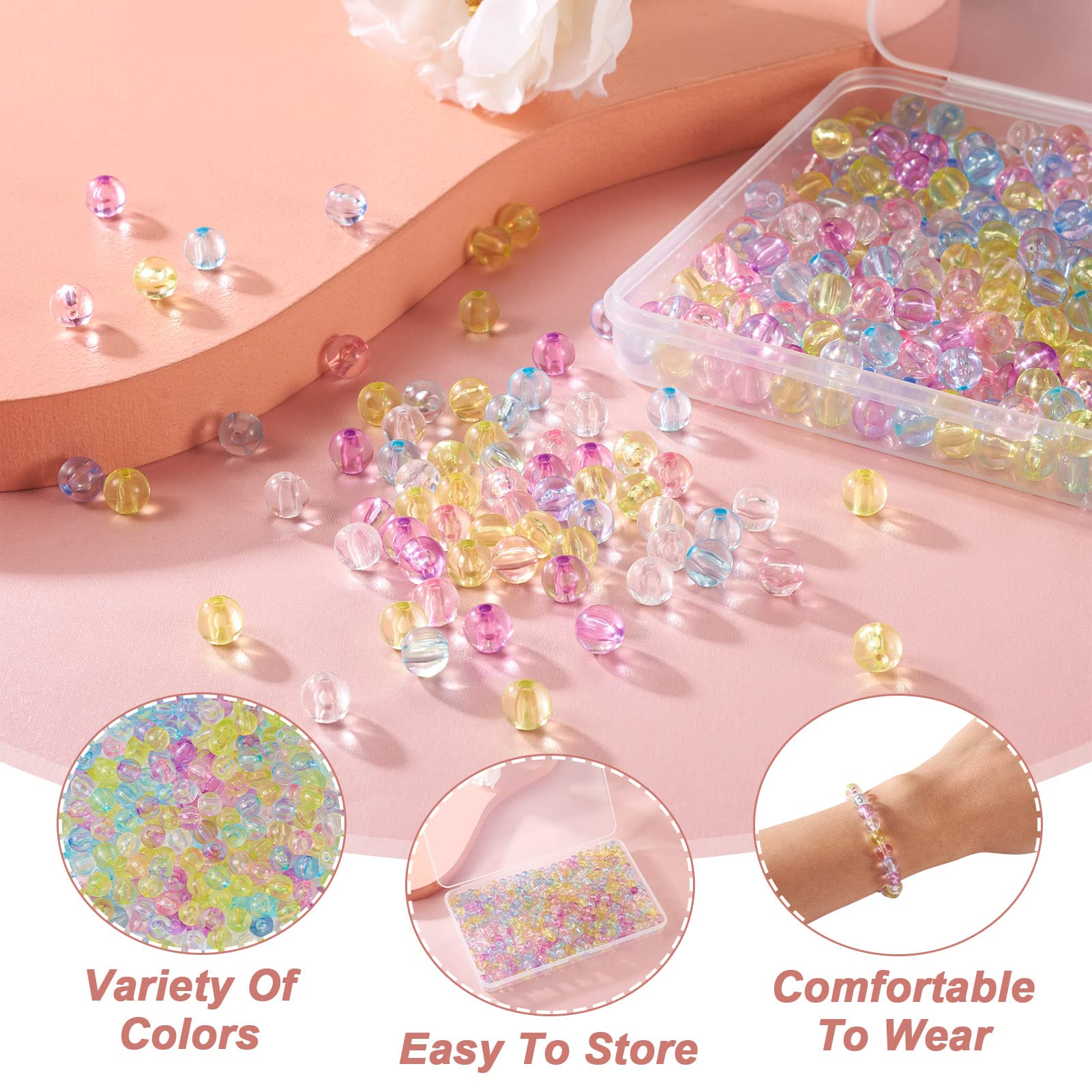 Acryl kraal 12mm met glitter - Happy Beads
