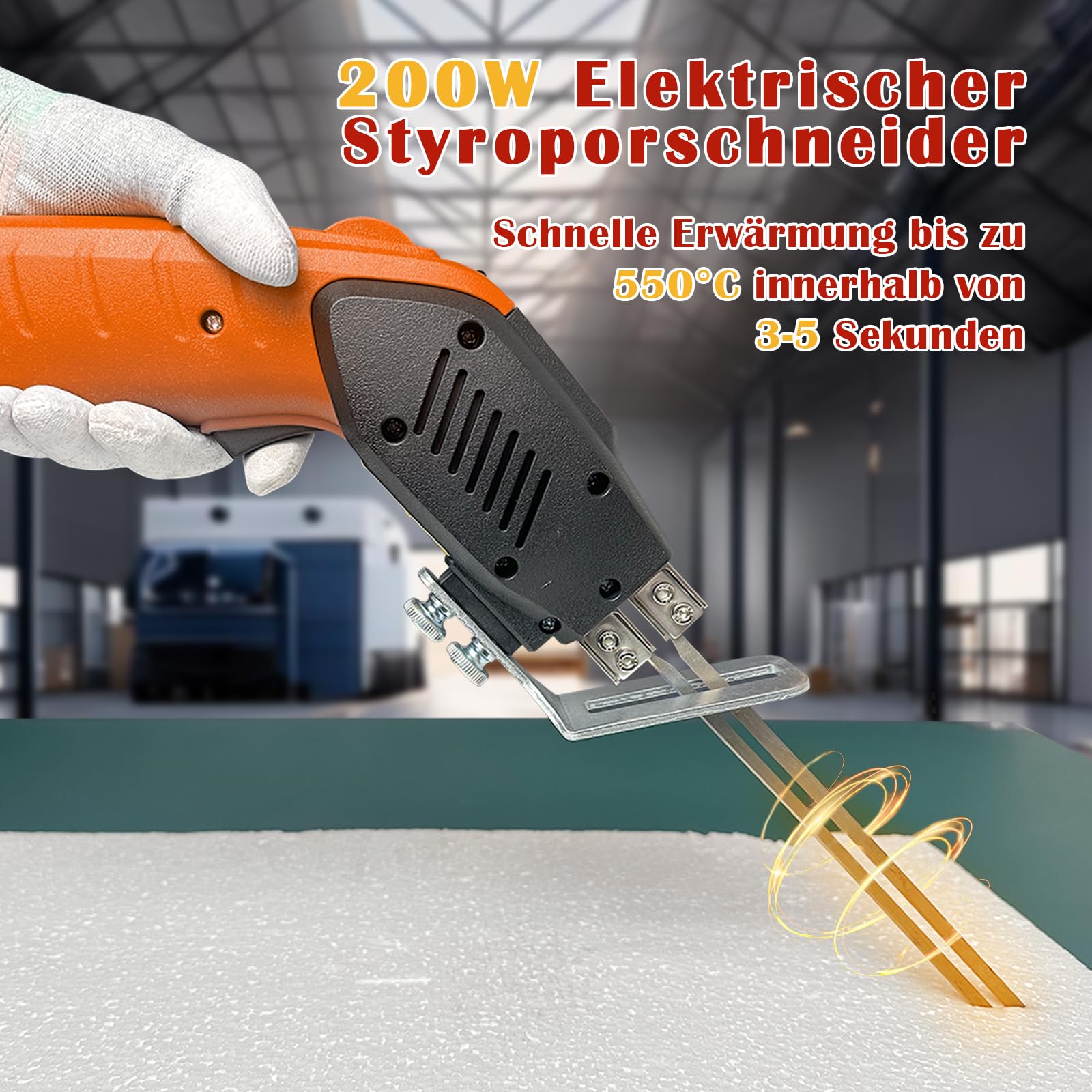 200W Styroporschneider Set mit Luftgekühlter, Elektrischer Styropor Schneidwerkzeug mit 8 Klingen für Styropor, EPS, EPP, EVA, KT Board
