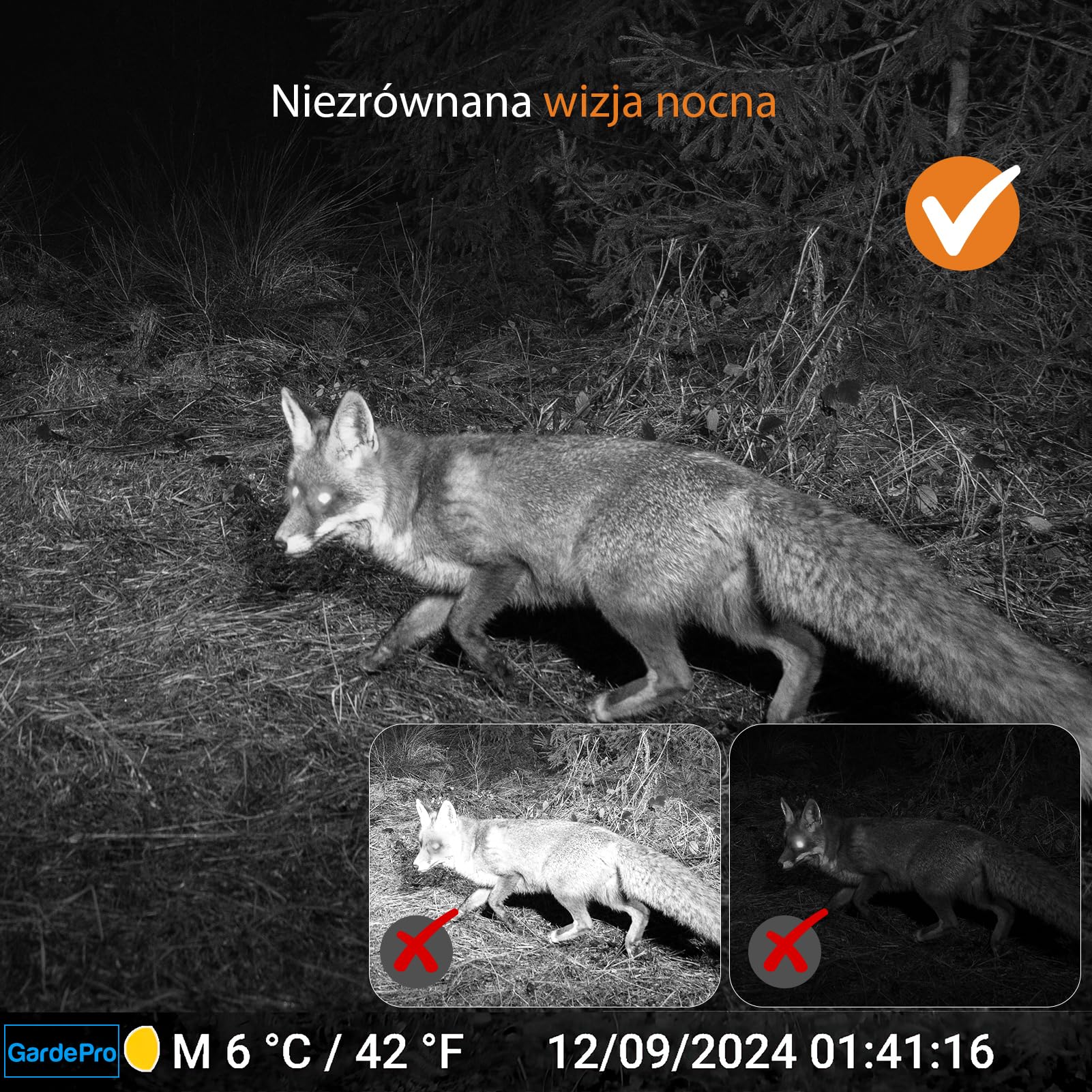 GardePro A50 4K kamera do obserwacji dzikich zwierząt z kartą SD 32 GB, 64 MP, kamera do obserwacji dzikich zwierząt z czujnikiem ruchu, widzenie nocne do 30 m, szybki wyzwalacz 0,1 s, czujnik ruchu
