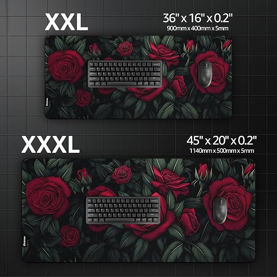 Hystar Extended Gaming Mouse Pad | L 45 x 20 | 5mm Thick, Waterproof Surface, Smooth Polyester Fabric, and Natural Rubber Base | Bloom