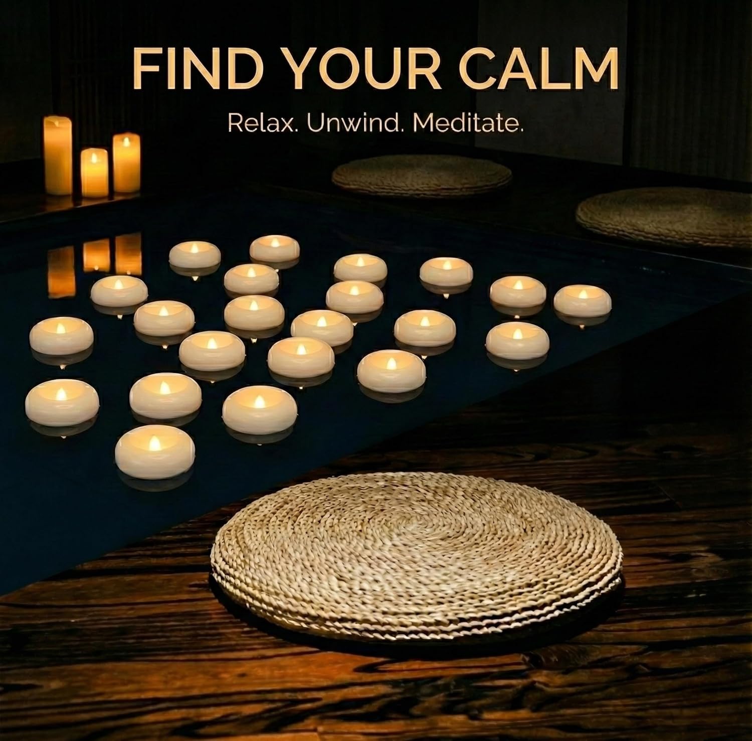 Aignis 48 Flameless LED Floating Candles, 3-Inch Plastic Battery Operated Tealights, Glow Time Over 120 Hours, Cozy Romantic White Light, Suitable for Pool/Bathtub/Hot Bath/Wedding Centerpiece Decor - Image 8