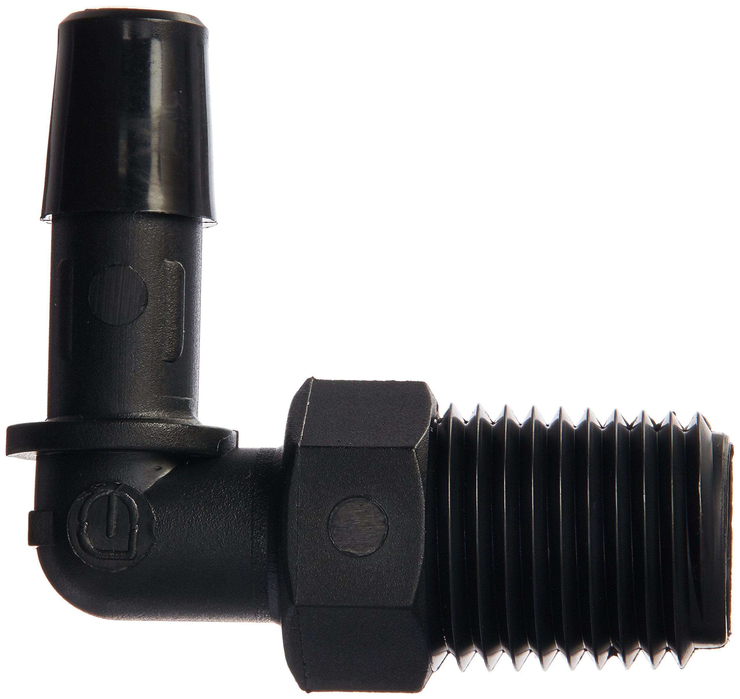 Eldon James L4-5BN Black Nylon Threaded Elbow, 1/4-18 NPT Thread to 5/16