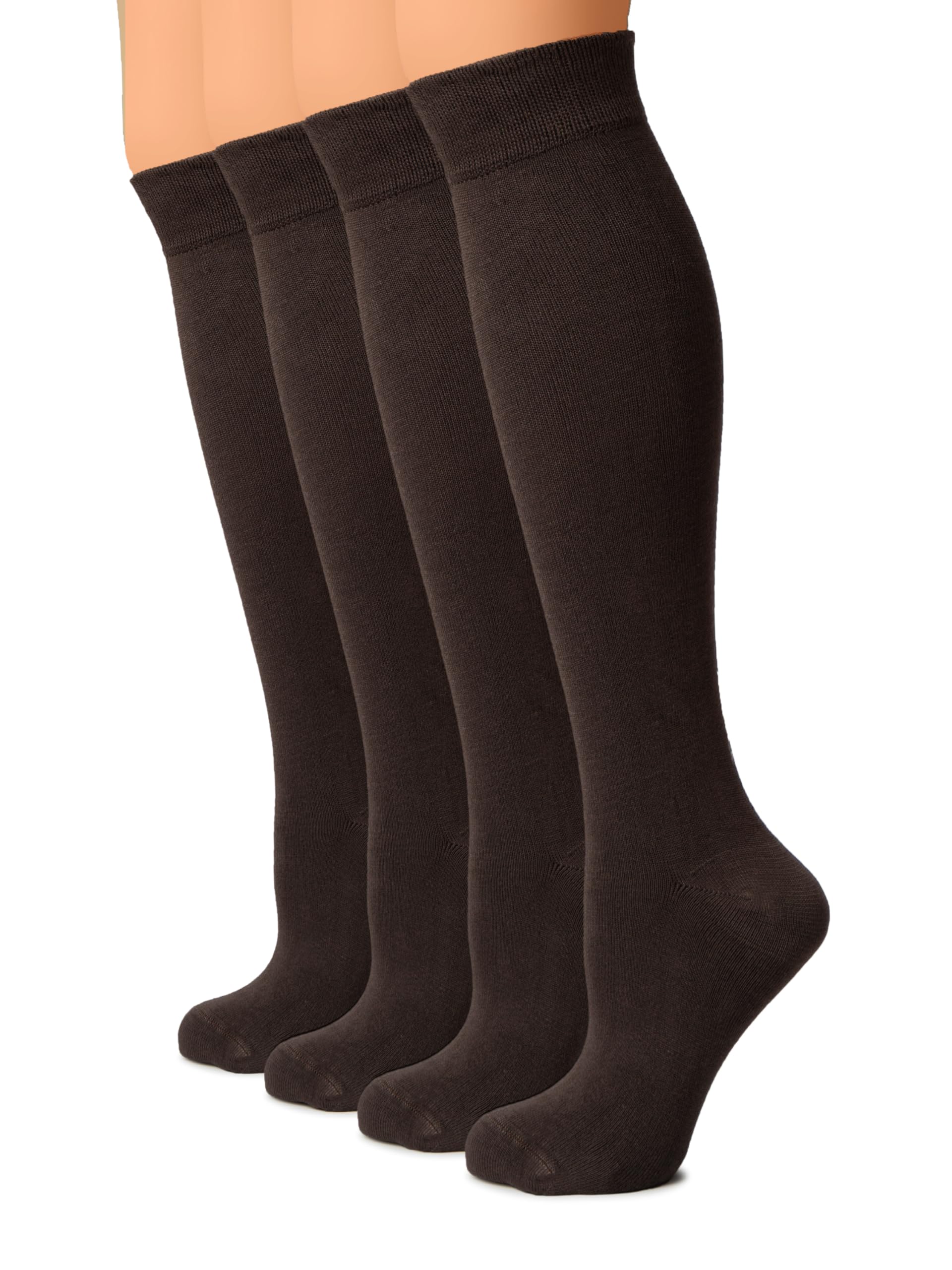 Hugh Ugoli Women Cotton Knee High Socks, Long Dress School Uniform Socks Soft, Lightweight, Size 5-8 &amp; 8-11, 3 &amp; 4 Pairs