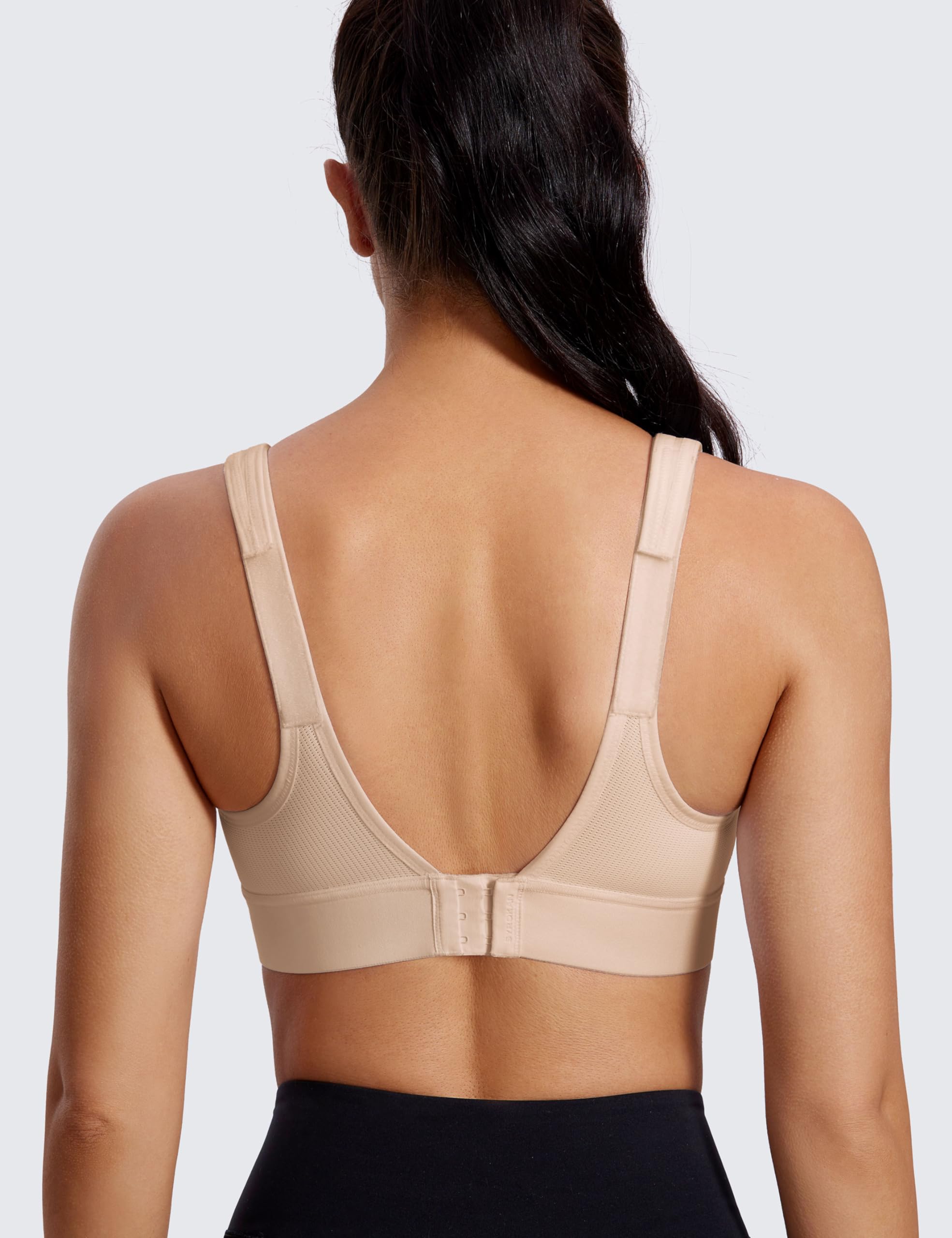 SYROKAN Reggiseno Sportivo Donna Senza Ferretto Ad Alto Impatto Imbottito Zip Frontale Velcro Racerback Taglie Forti