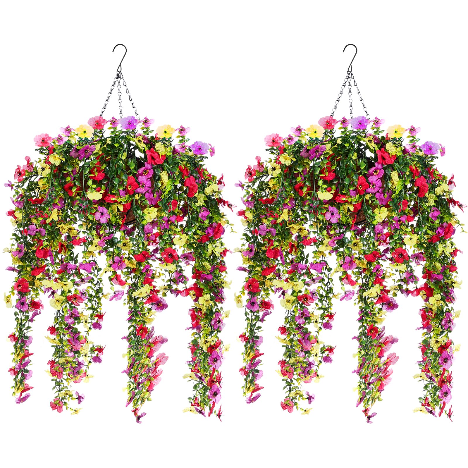 Fleurs artificielles d'extérieur Giegxin 2 paniers suspendus avec 12 fleurs réalistes