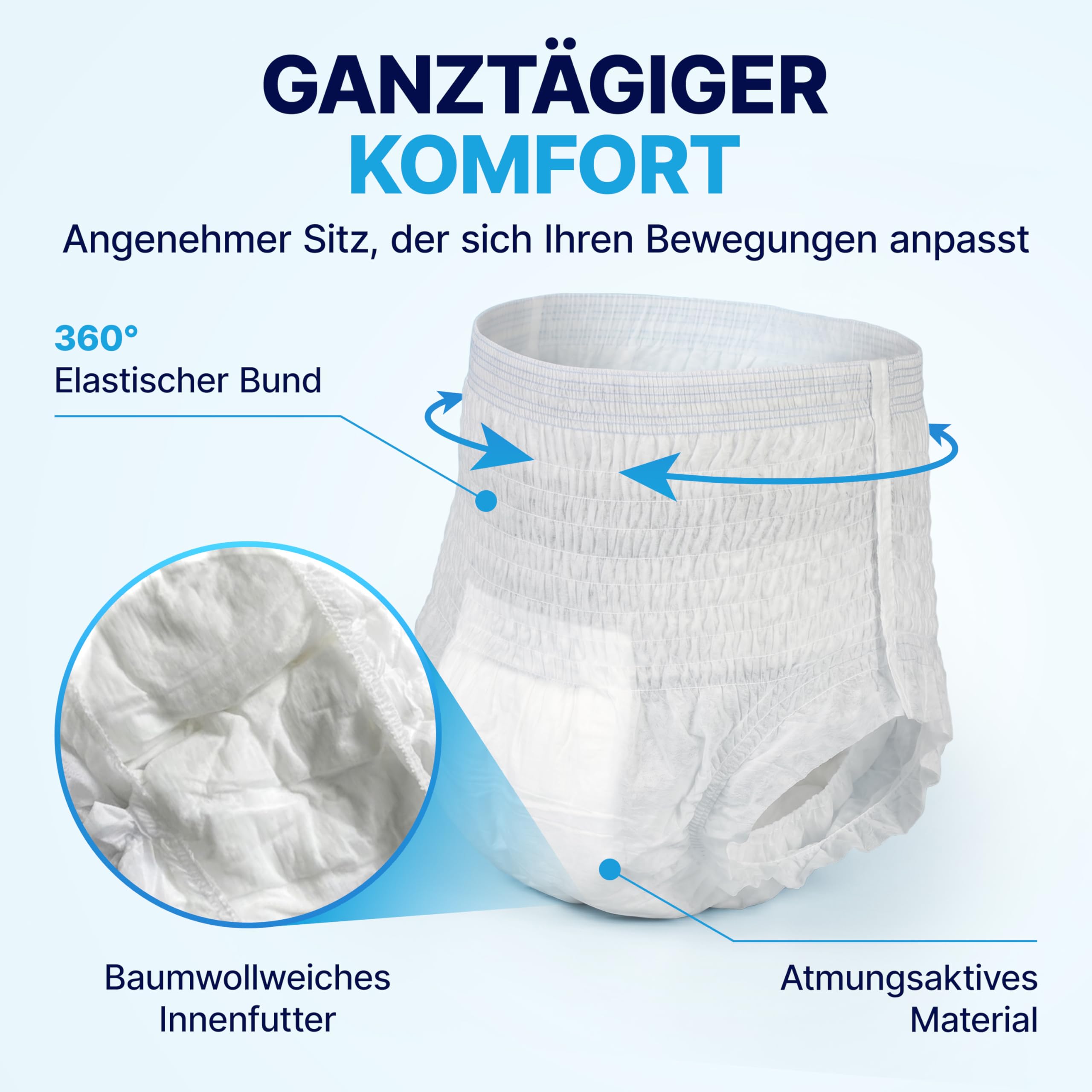 N-L-E Spodnie z nietrzymaniem moczu dla dorosłych XL, 80 sztuk, pieluchy do podciągania, moc ssania 1000 ml (XL - 80 sztuk)