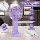 Swentra Mini Portable Fan, Rechargeable Hand Fan with 3 Adjustable Speeds, 1200mAh Battery, Lightweight Design, Low Noise Operation, Suitable for both Indoor and Outdoor Use. gallery image