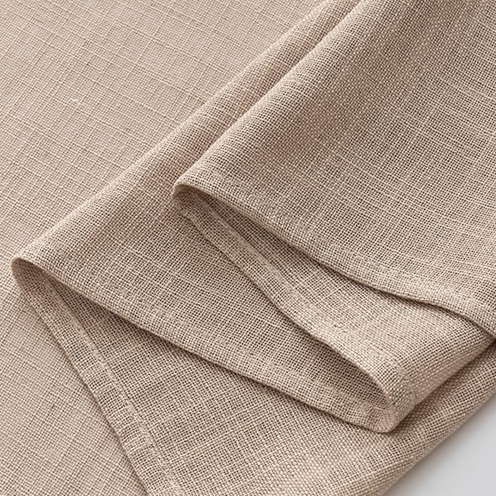 EMEMA Gardinen Leinenvorhang Vorhänge mit Kräuselband Dunkelbraun 140x280cm | Gardinen mit Kräuselband 2er Set Leinenvorhang für Wohnzimmer Dekoschal Küchengardinen Schlaufenschal Schlafzimmer 140x280cm