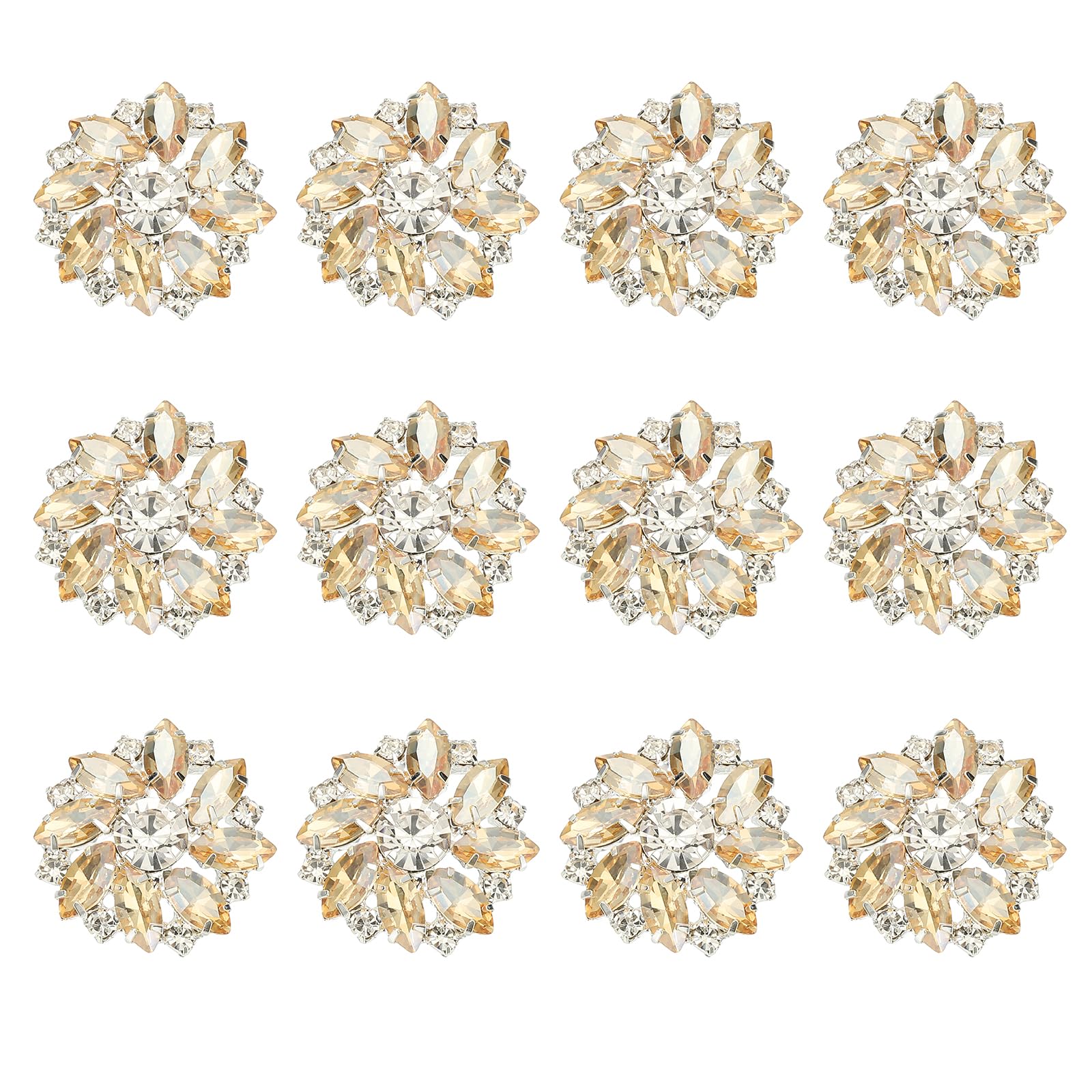 PATIKIL 12Pcs Flower Rhinestone Buttons