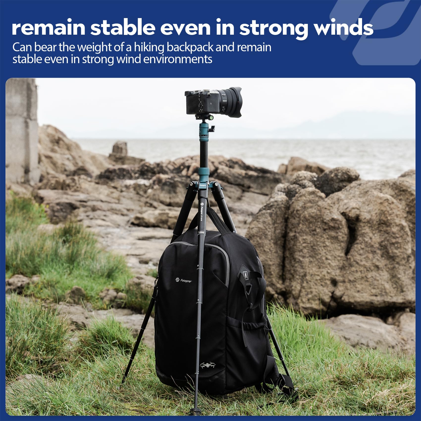 Fotopro Mini treppiede con testa a sfera, supporto per telefono, bastone per selfie staccabile, piegato solo 21,8 cm, carico massimo fino a 3 kg, FY-810, blu