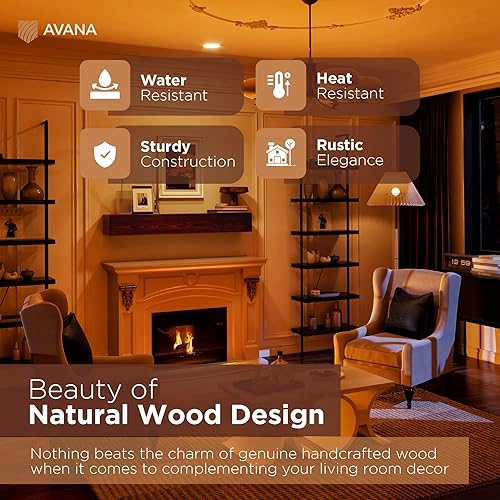 Miniatura 4 de Avana Mantel flotante para chimenea, mantos de madera natural para sobre la chimenea, mantel hecho a mano, estante flotante de granja, repisa de