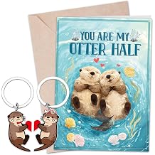 Valentines Day Gifts for Him Her, Cute Otter Kraft Paper Envelope with Keychain Gift Set You Are My Otter Half, Romantic Valentine's Gift for Women Man Husband Wife Boyfriend Girlfriend
