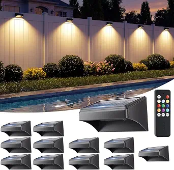 JOFIOS Solar Fence Lights with Remote, 12 Pack