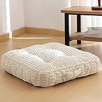 HIGOGOGO Washable Floor Pillow 22x22 Inch - Tufted Corduroy Meditation Cushion for Adults, Yoga, Living Room Floor Seating, Machine Washable Cover