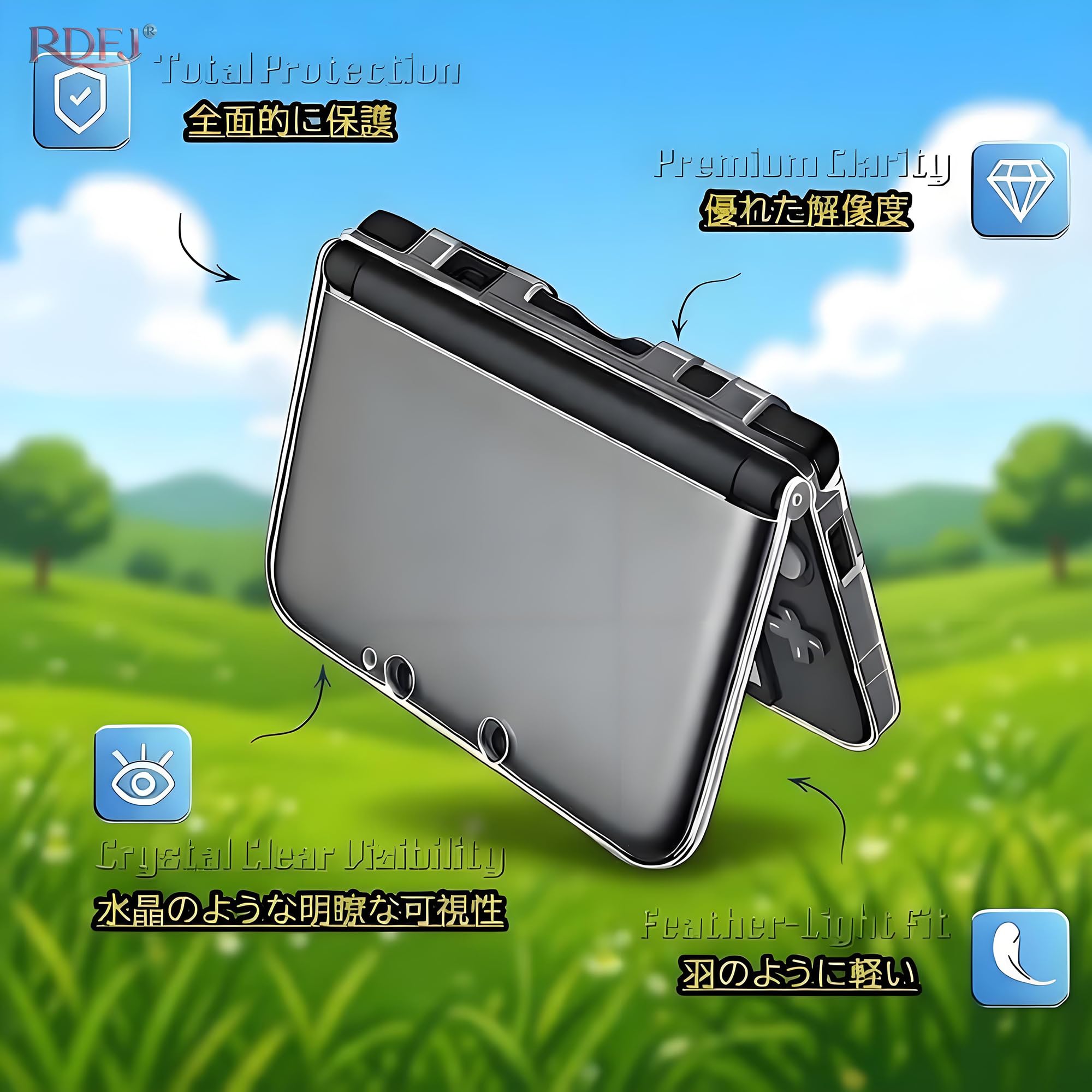 Coque de protection rigide transparente anti-rayures pour 3DS XL | Anti-rayures, coque rigide, matériau PC